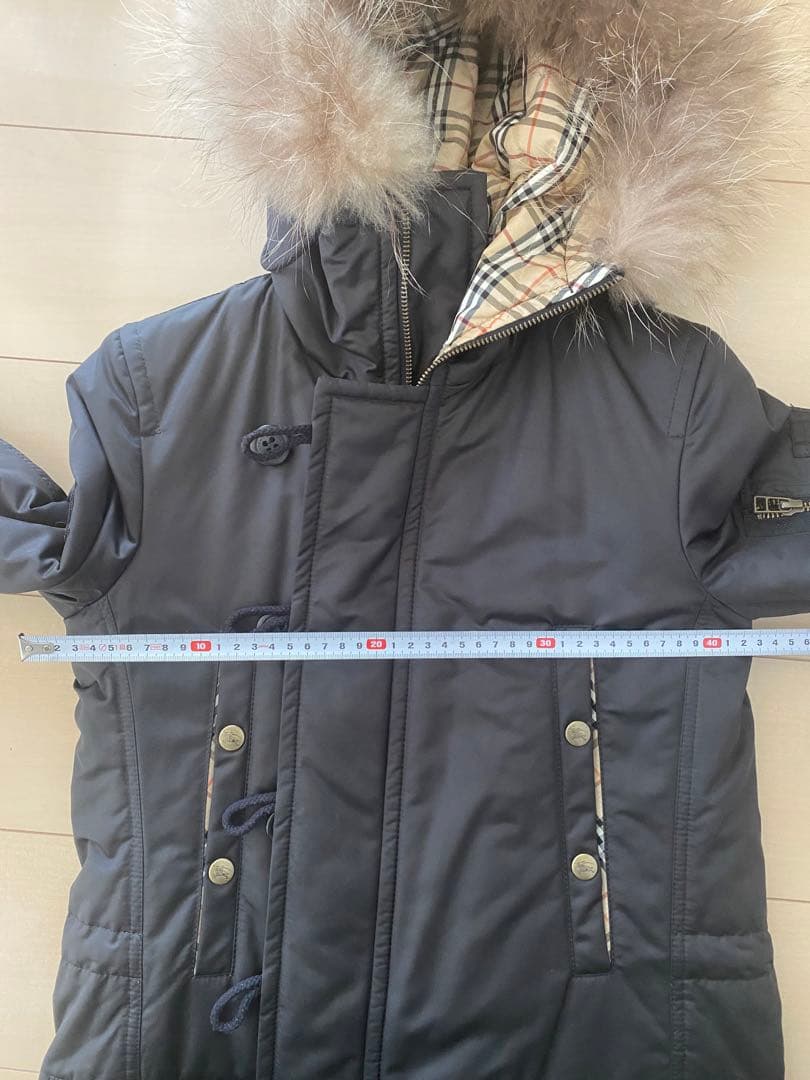 バーバリーブルーレーベルモッズコート 黒 ファー付き