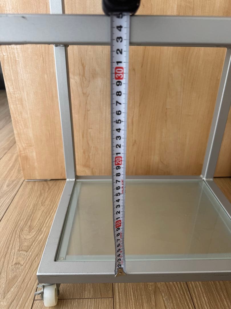 3段ガラススチールラック キャスター付き