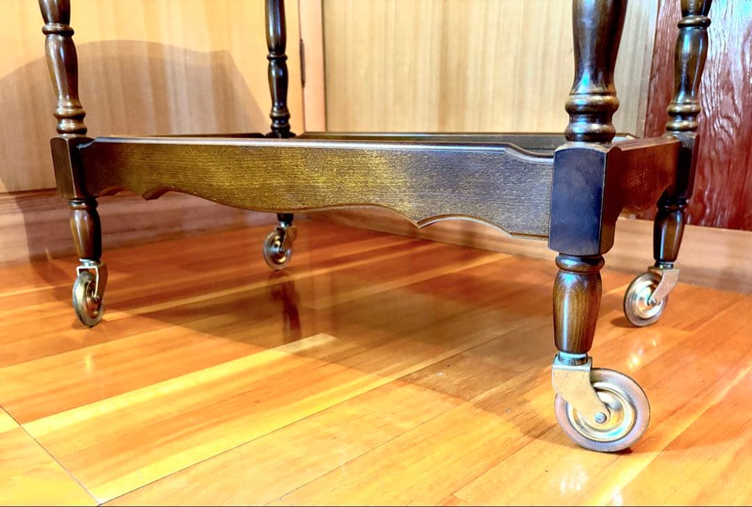 カリモク キッチンワゴン 2段 キャスター/持ち手 1995年