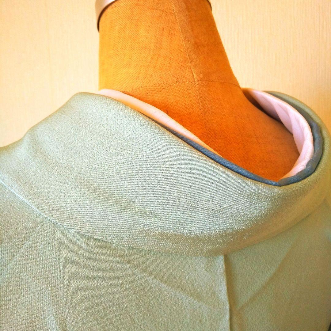 あぃけぃ様・正絹・色無地薄水色系・比翼仕立て・一つ紋・袷、お着物単品、