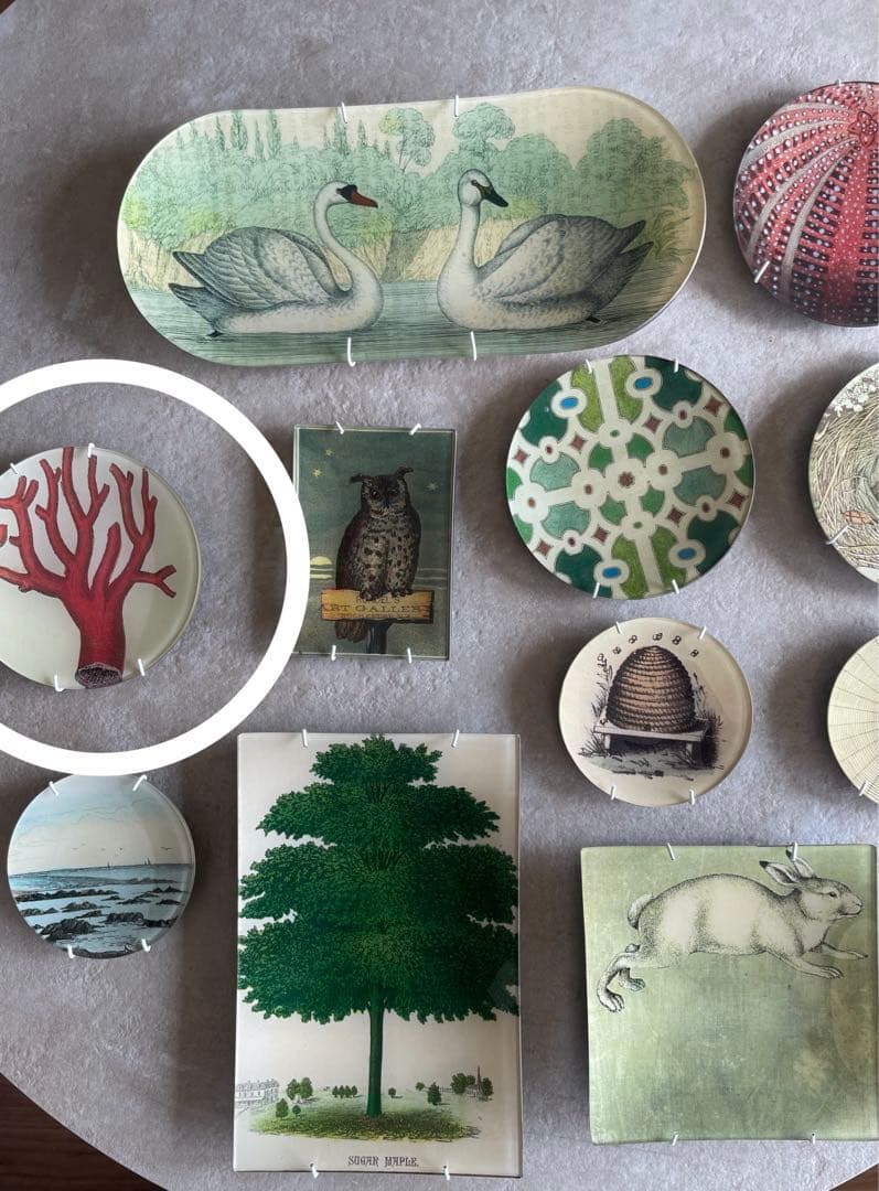 【JOHN DERIAN】デコパージュプレート Red Coral