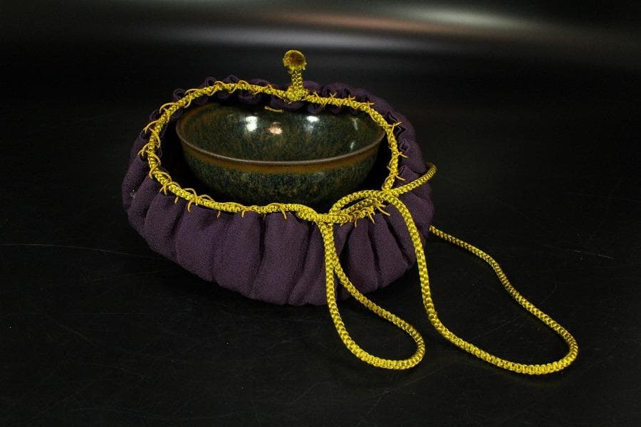 中国美術 唐物 乃木目天目 茶碗 仕服 茶道具(K-RC953)