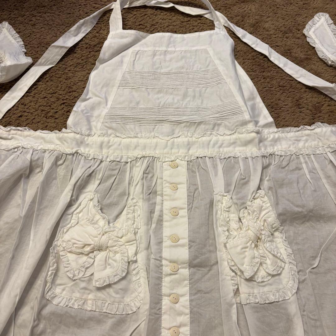 【新品未使用】ピンクハウス フリル エプロン 白 2点セット