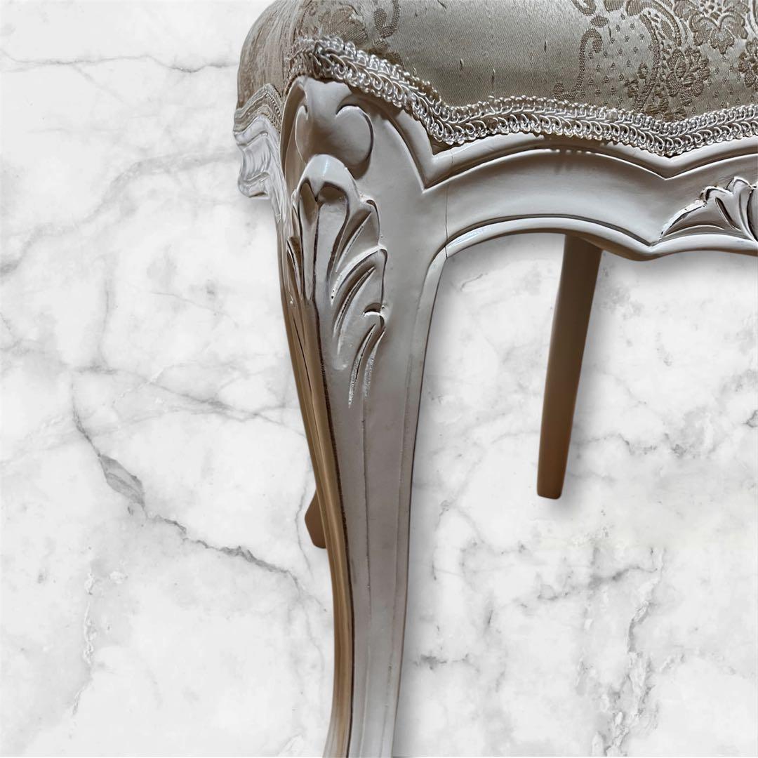 ダリア　バロックスタイル 猫脚　椅子　白　スツールセット