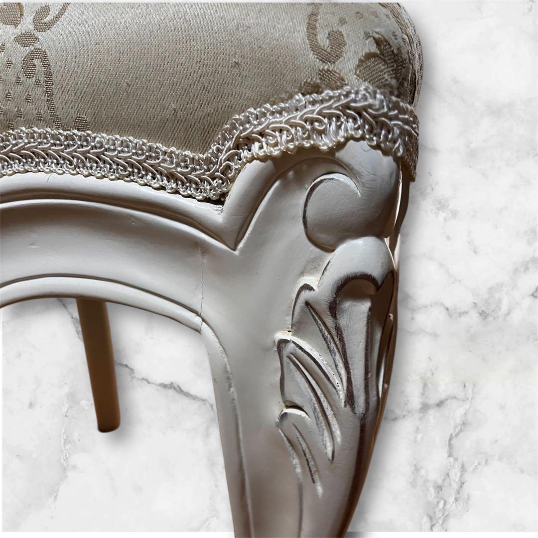 ダリア　バロックスタイル 猫脚　椅子　白　スツールセット