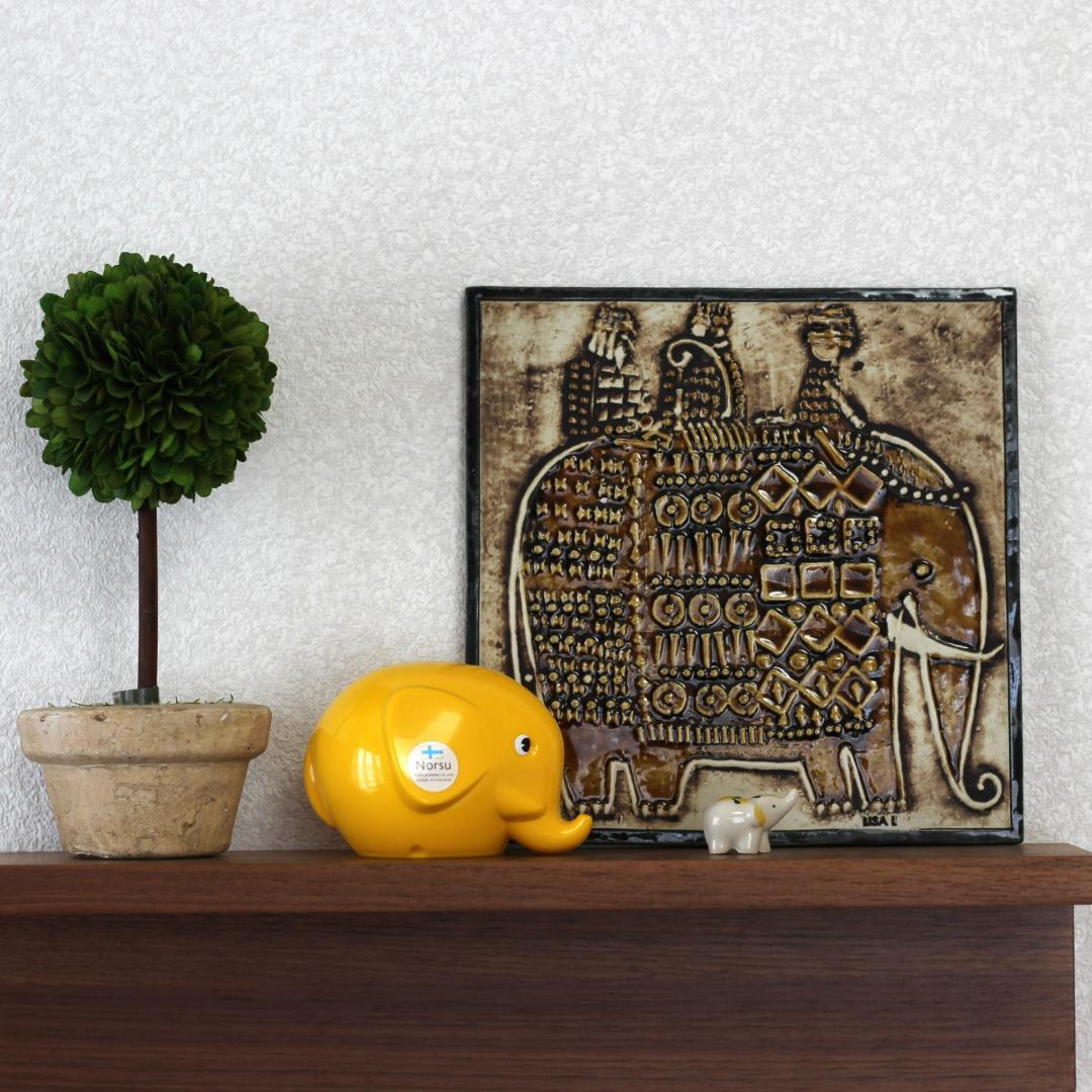 リサラーソン　Lisa Larson　UNIK ヴィンテージ陶板 ゾウ　北欧雑貨