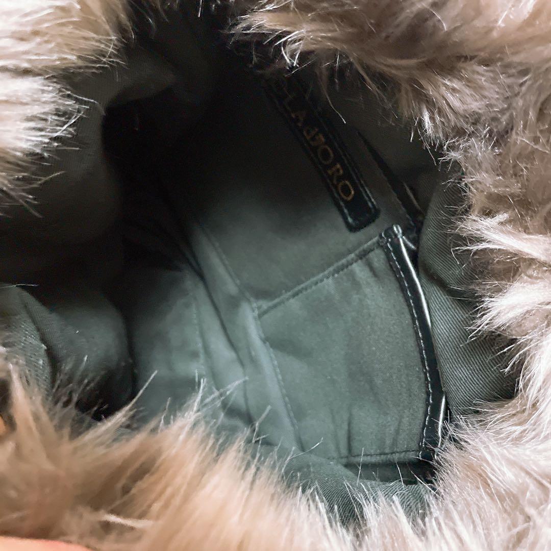 VIOLAd’ORO ヴィオラドーロ　レザー × ファー メッシュ ハンドバッグ