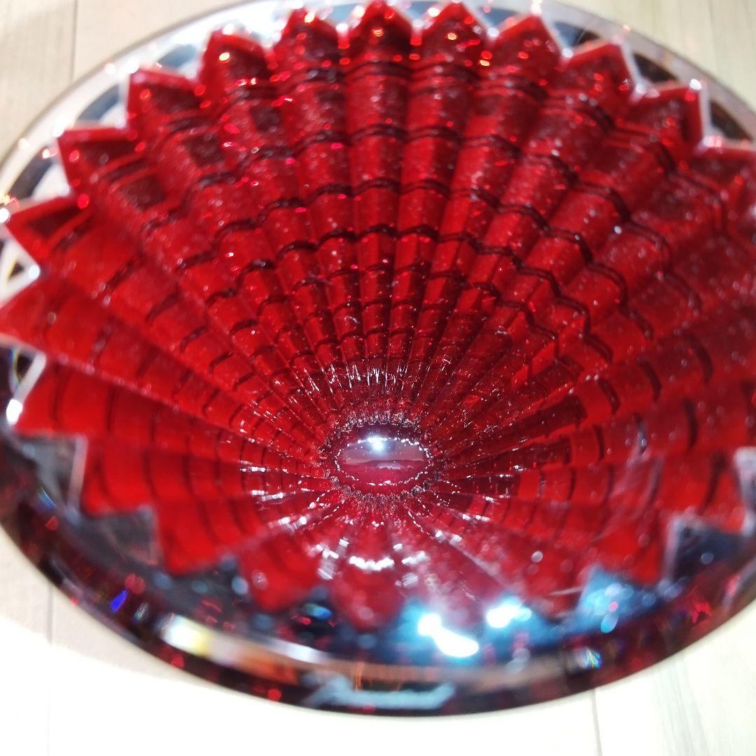 【美品】花瓶　Baccarat アイ ベース レッド S