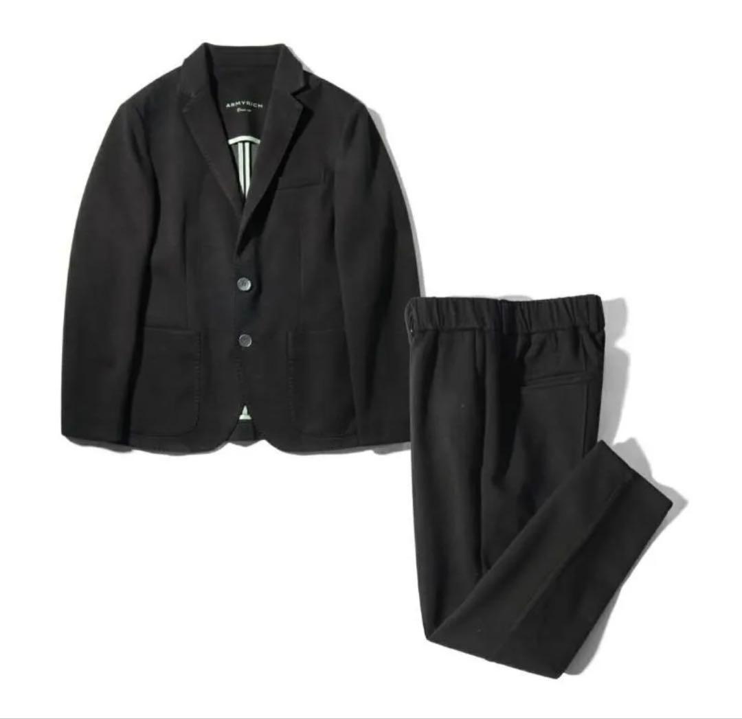 極美品 最大サイズ5L【ARMYRICH】ストレッチ パンツ スーツ セット 黒