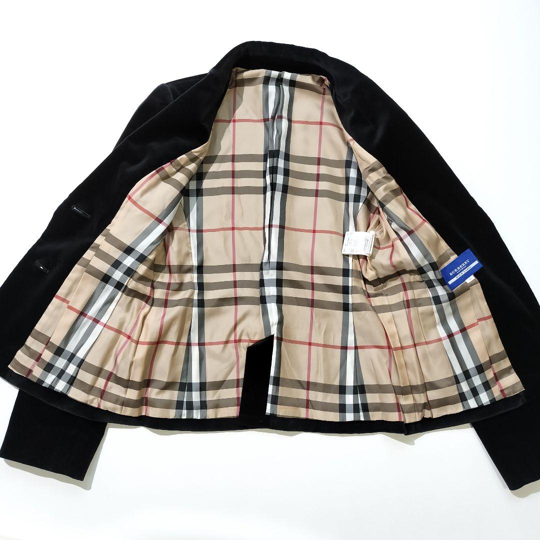 バーバリー テーラードジャケット　ベロア　38 ブラック　ノバチェック