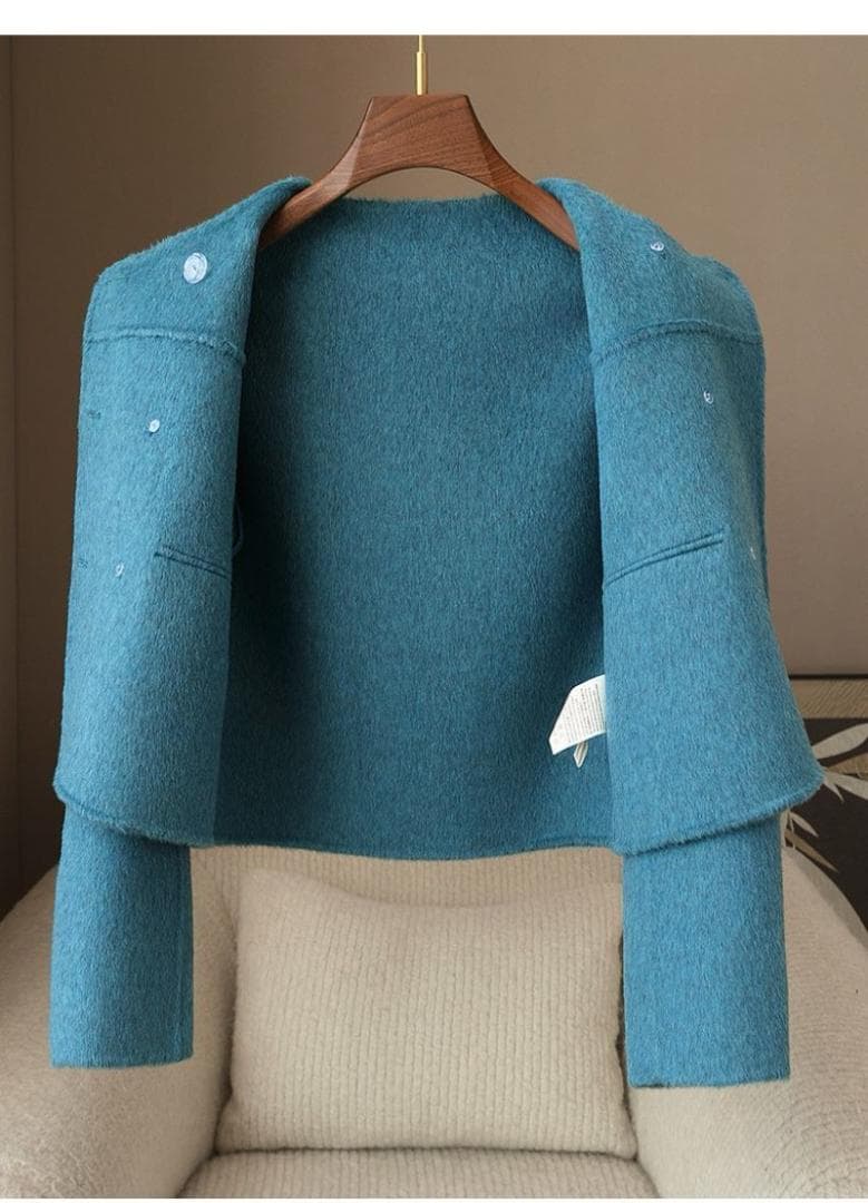 新品☆優しい雰囲気のカシミヤ混ウール ジャケット レディースハーフ丈コート