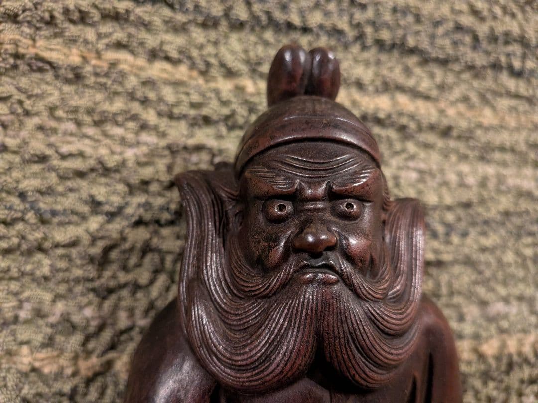 №19古備前鍾馗置物A15、 厄除け・魔除けの鍾馗様像、備前焼の鍾馗置物、