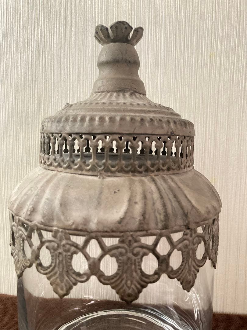 ★フランス・アンティーク・蓋付きキャニスター★蚤の市★ヴィンテージ★ガラス瓶★