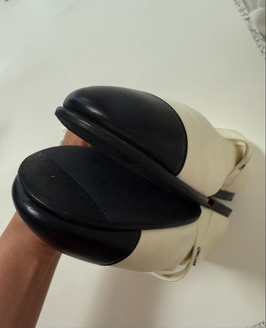 シャネル メリージェーン バレリーナ フラットシューズ ホワイト ツートン 37