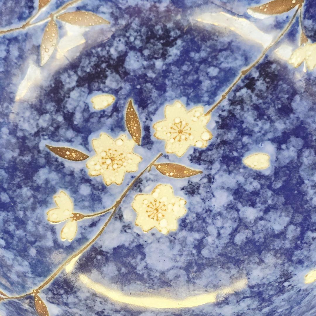 舶来品 中国古磁 雪花藍釉 留白 梅紋 大海碗 大型茶碗 観賞物 置物 在銘