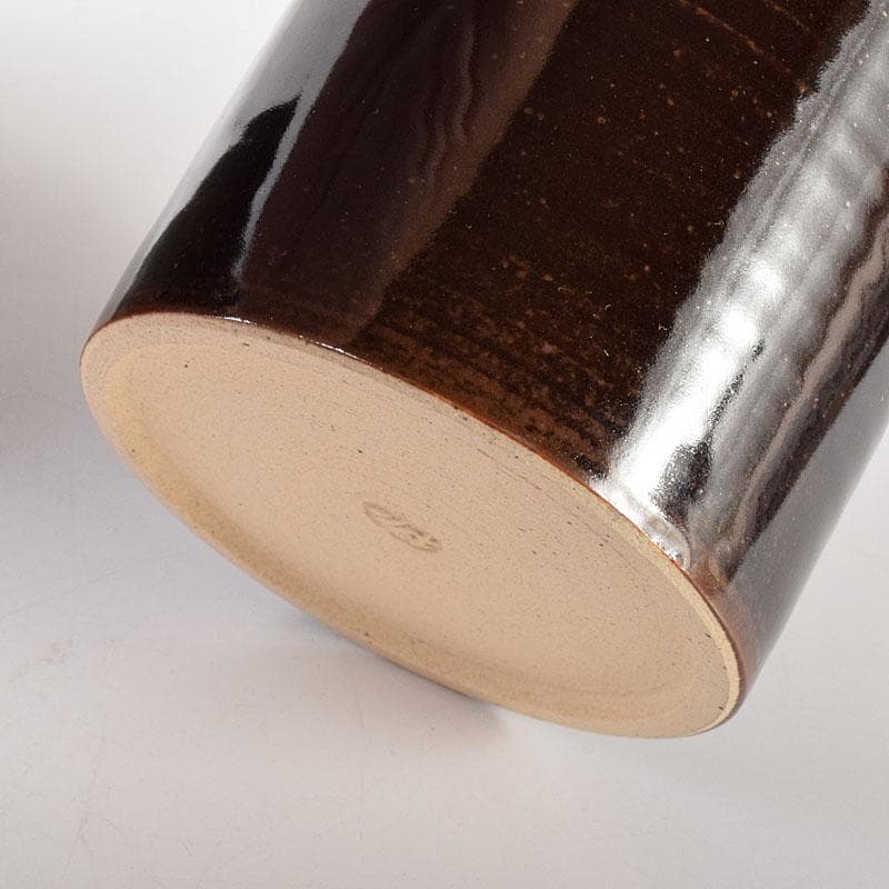 茶道具　膳所焼　陽炎園造　淡海ぜぜ　六角建水　花入　共箱　C　7090