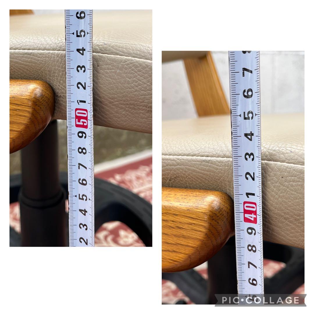 浜本工芸 ◾️木製オーク材フレーム×本革レザー座面 キャスター付き デスクチェア