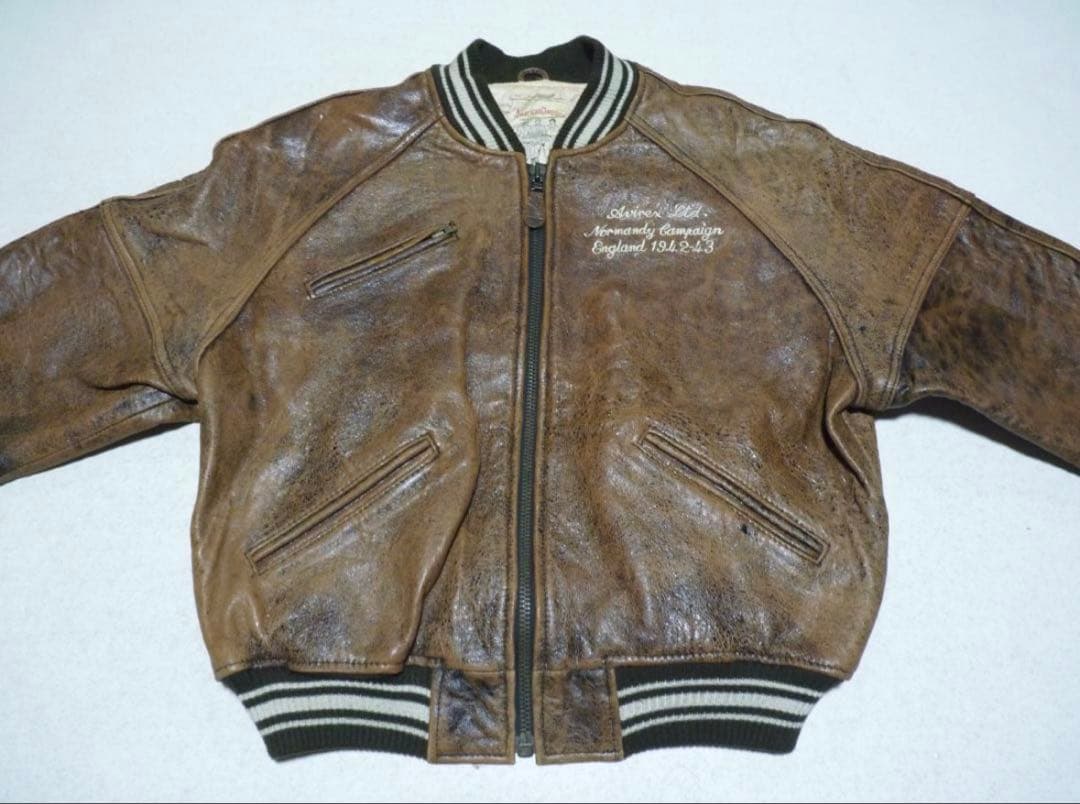 AVIREX 本革　レザースタジャン　ブラウン　S