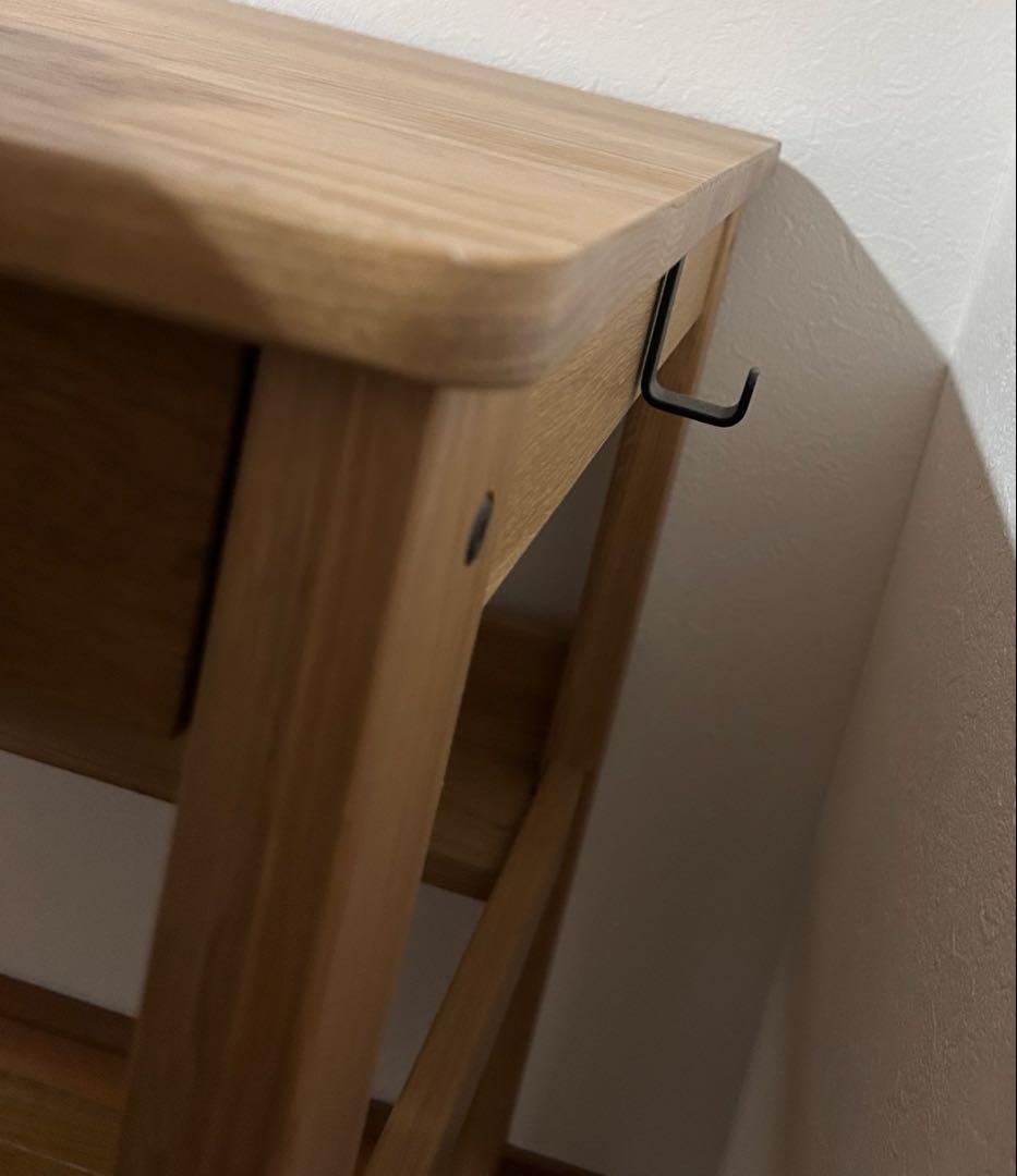 【販売終了】無印良品　オーク無垢材デスク　引出・足元棚