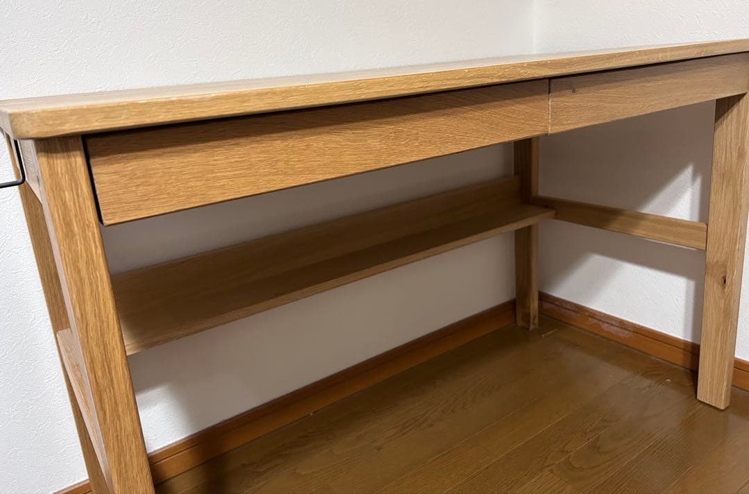 【販売終了】無印良品　オーク無垢材デスク　引出・足元棚