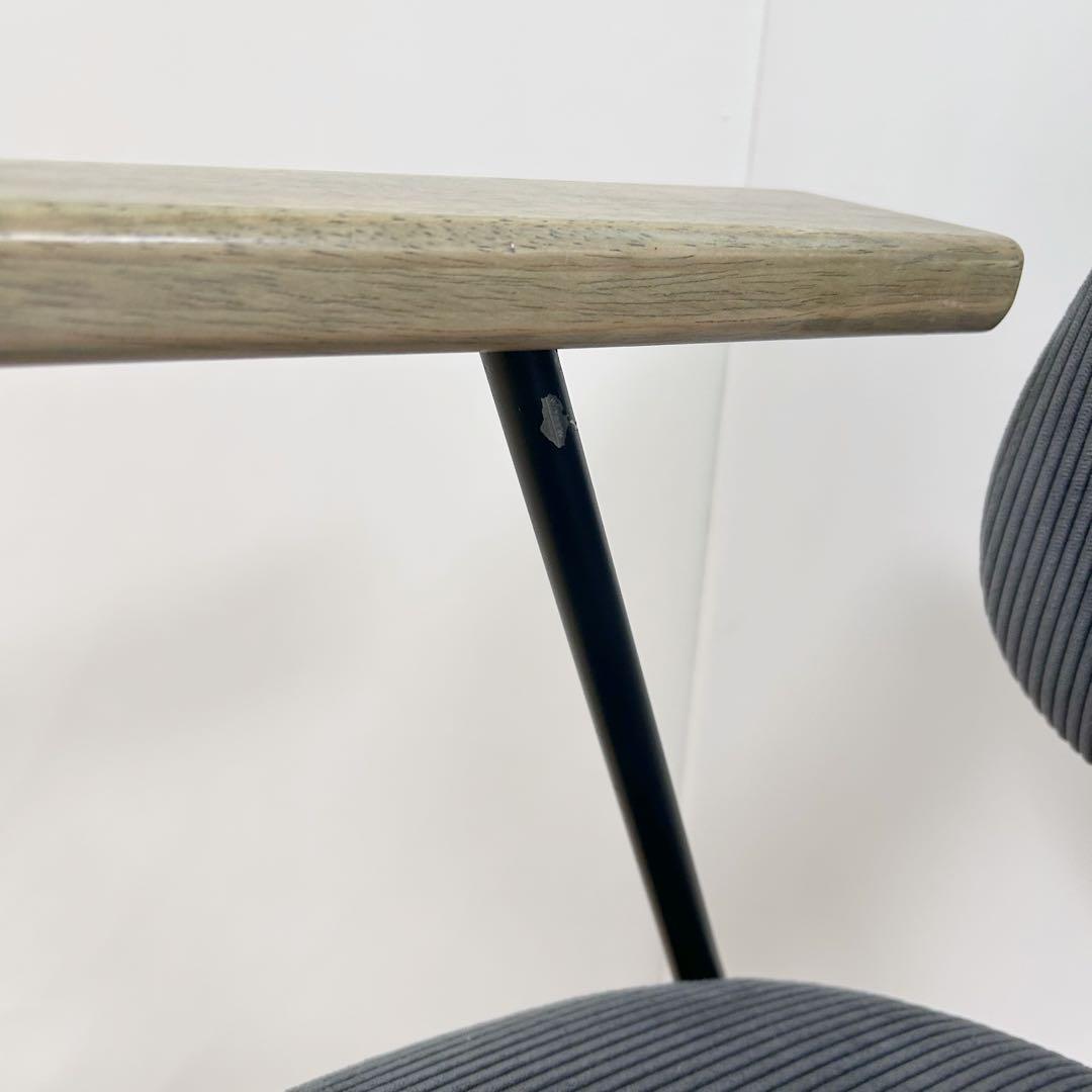 アンティーク アーム付　コーデュロイ ブラックアイアン　モダン Menoa天然木