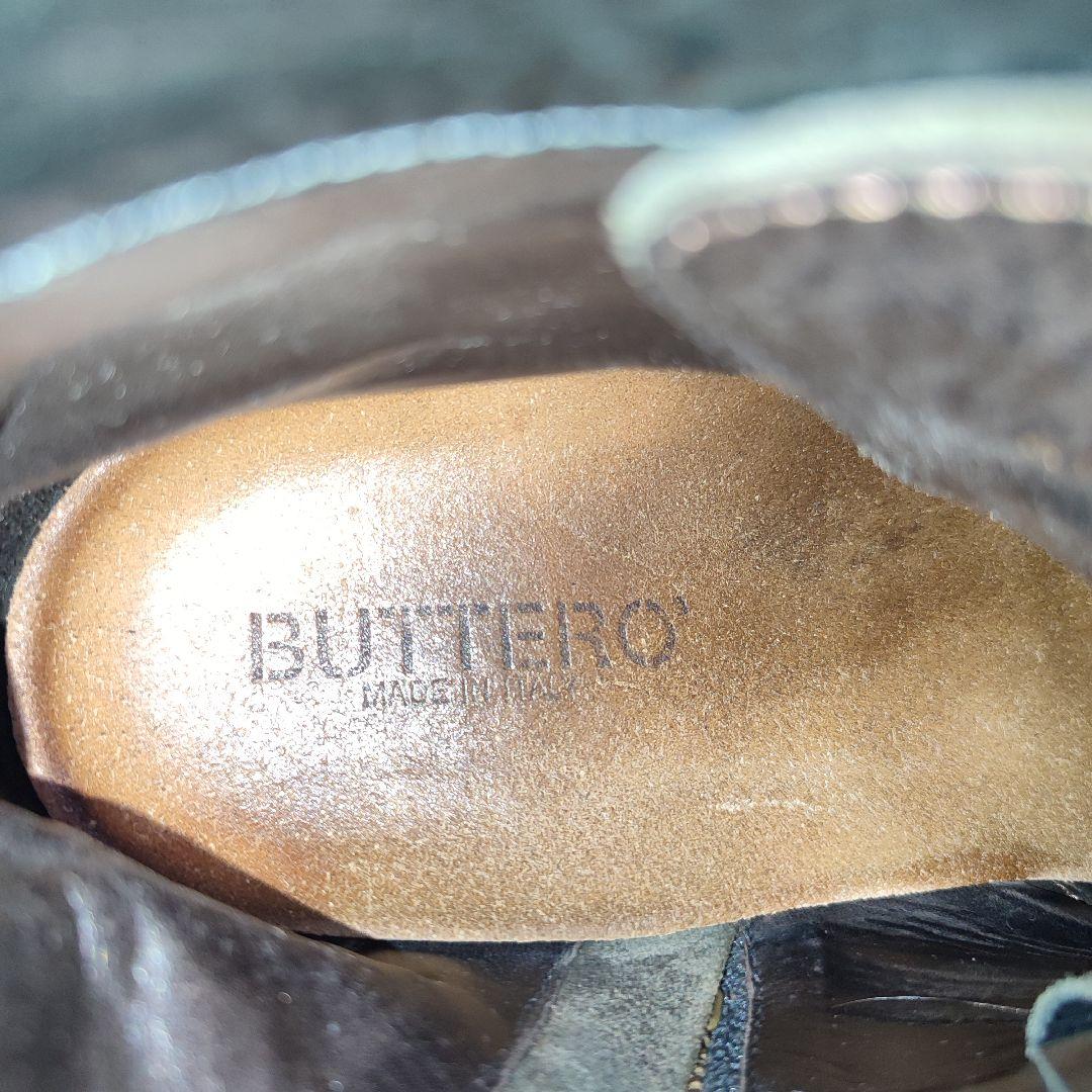 美品BUTTERO(ブッテロ) サイドジップワークブーツ ブラック26cm　40