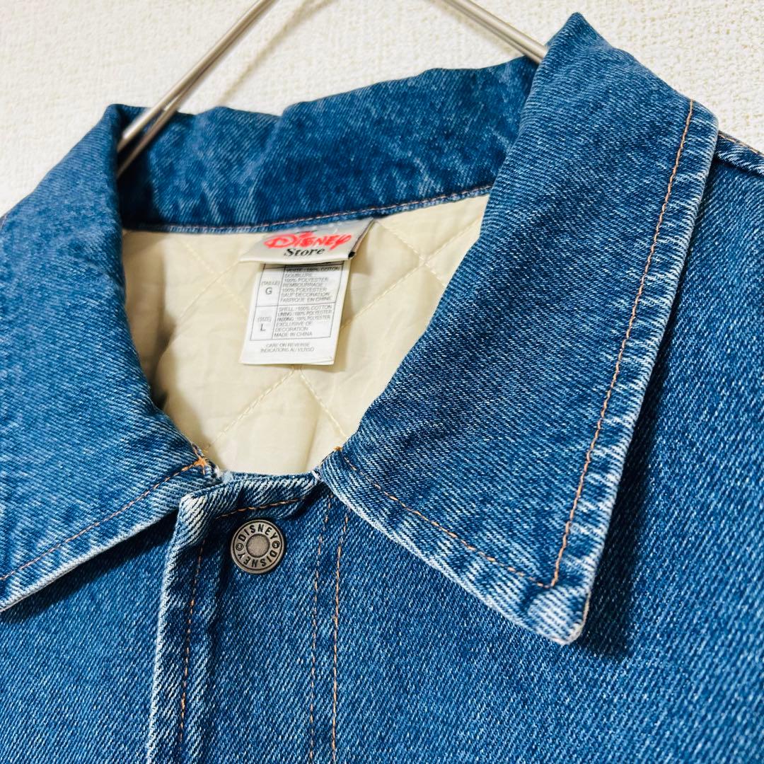 90s Disney ミッキー スタジャン キルティング 中綿 デニムブルゾン