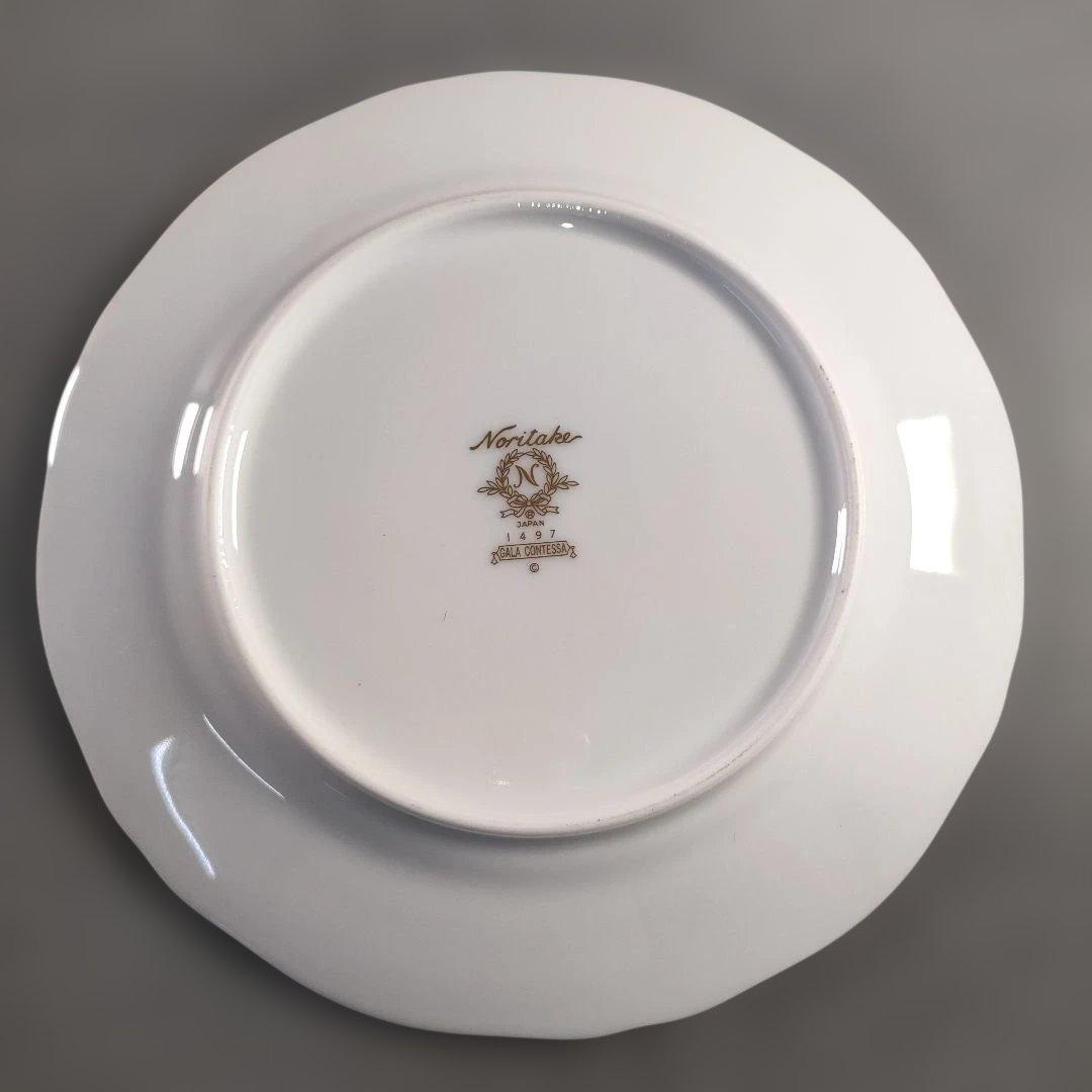 A1358-3/ノリタケ ガラコンテッサ/金彩色絵花草文絵替プレート6客/菓子皿