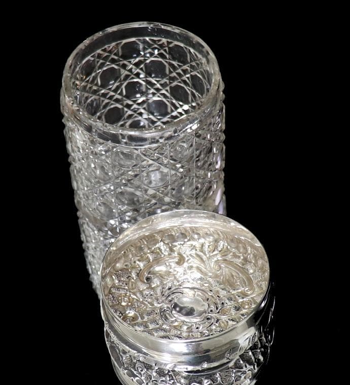 オールド・バカラ レア ディアマン・ピエーリー 蓋物 銀装飾 ボンボニエール