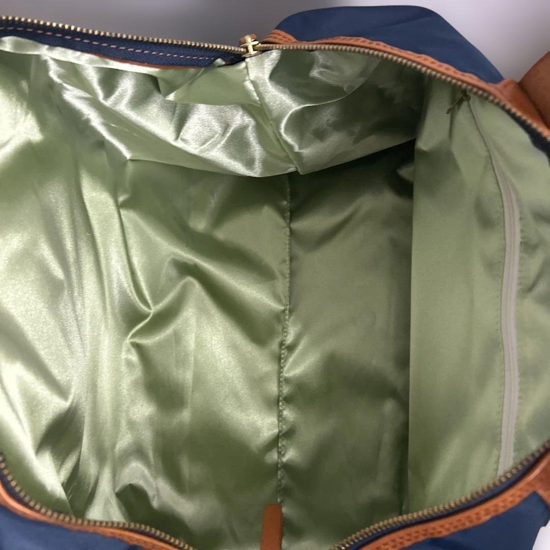 HALEINE アレンヌ　ボストンバッグ　ネイビー部分ヌメ革ユニセックス　美品