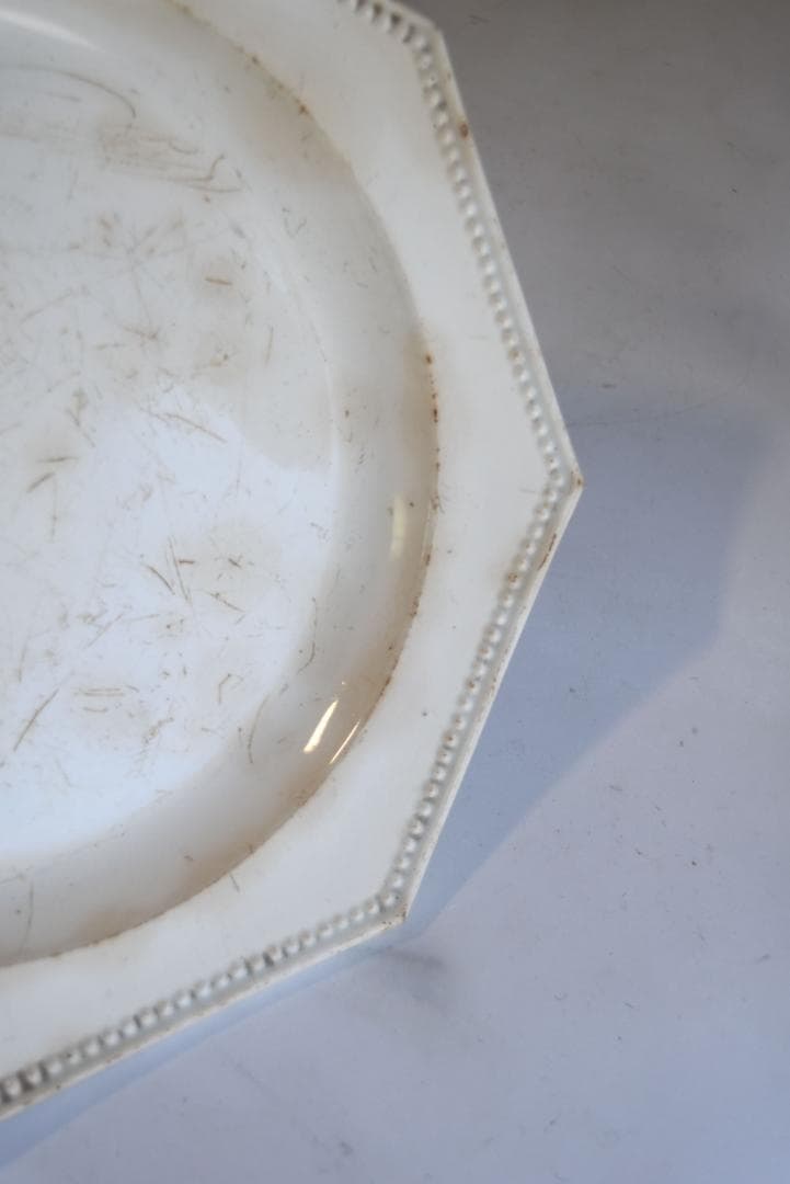 専用　初期モントロー　ファイアンスフィーヌ　襤褸の美しいオクトゴナル皿