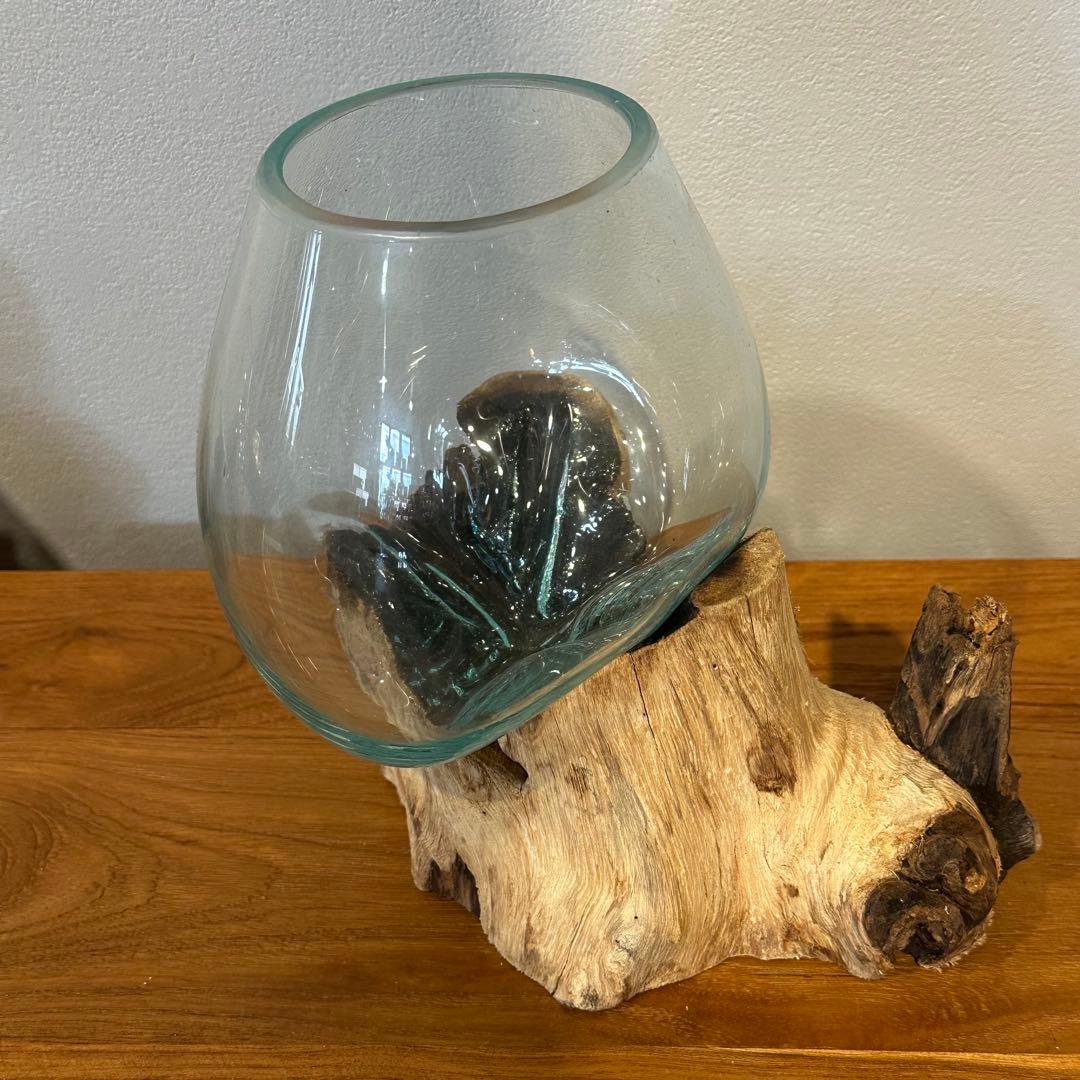 バリ島流木ガラス　w22×d16×h23cm 水槽　アクアリウムメダカ水槽811