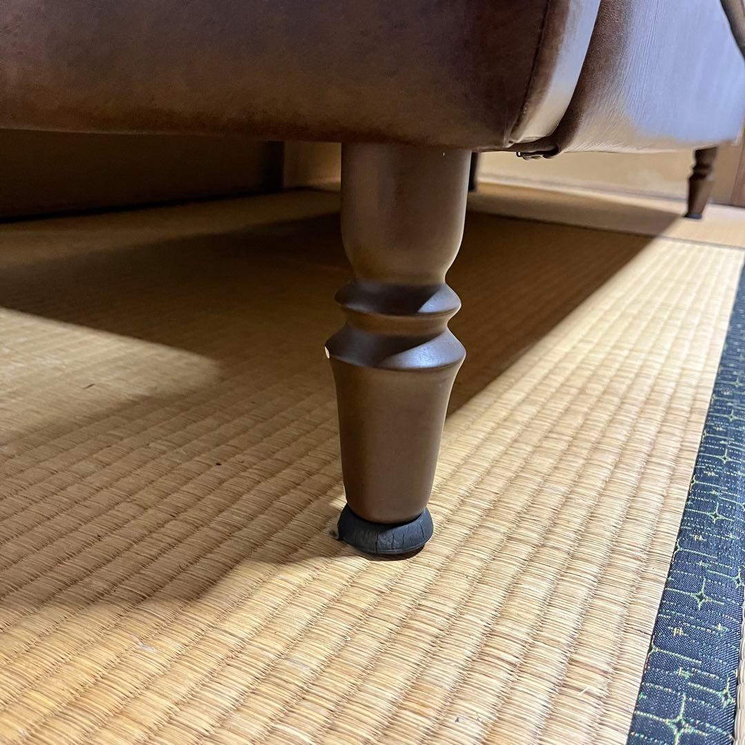 2/15まで！　昭和レトロ　ブラウン　合皮3人掛けソファー