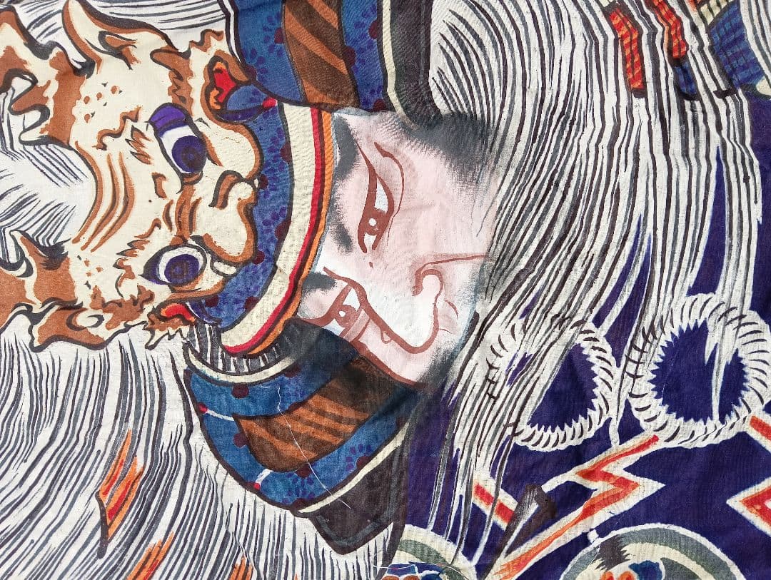 ミ*ミ様 武者絵　武将　侍のぼり旗　戦国時代　着物　綿　江戸　明治　手書き　古布