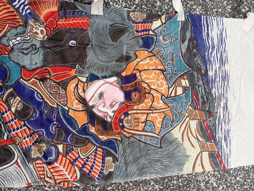 ミ*ミ様 武者絵　武将　侍のぼり旗　戦国時代　着物　綿　江戸　明治　手書き　古布