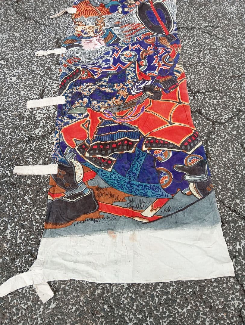 ミ*ミ様 武者絵　武将　侍のぼり旗　戦国時代　着物　綿　江戸　明治　手書き　古布