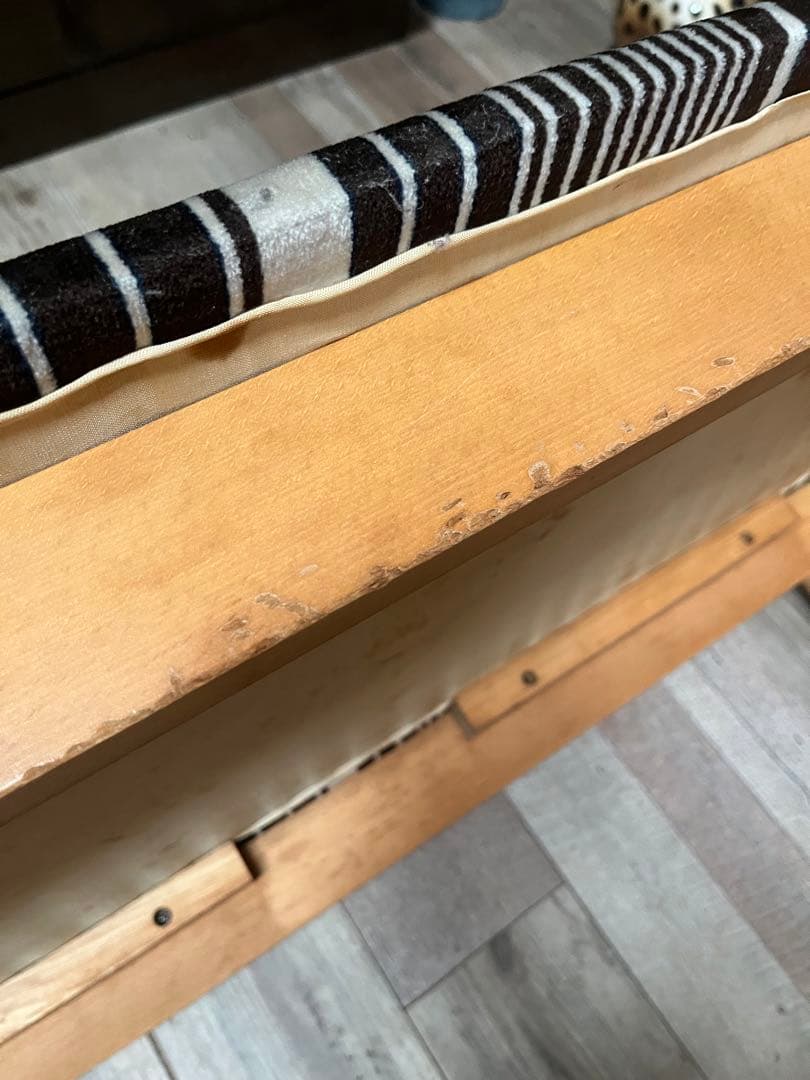 長椅子 ベンチ ソファ 昭和レトロ 当時物 インテリア アンティーク ストライプ