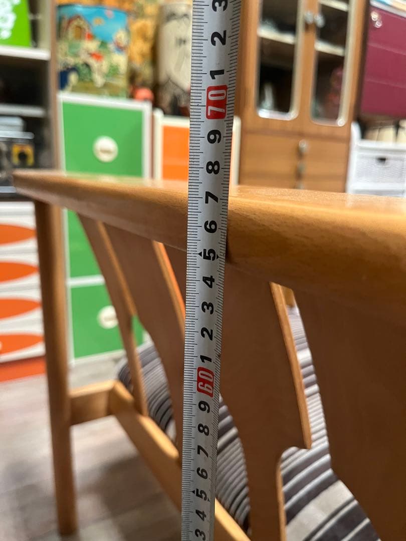 長椅子 ベンチ ソファ 昭和レトロ 当時物 インテリア アンティーク ストライプ