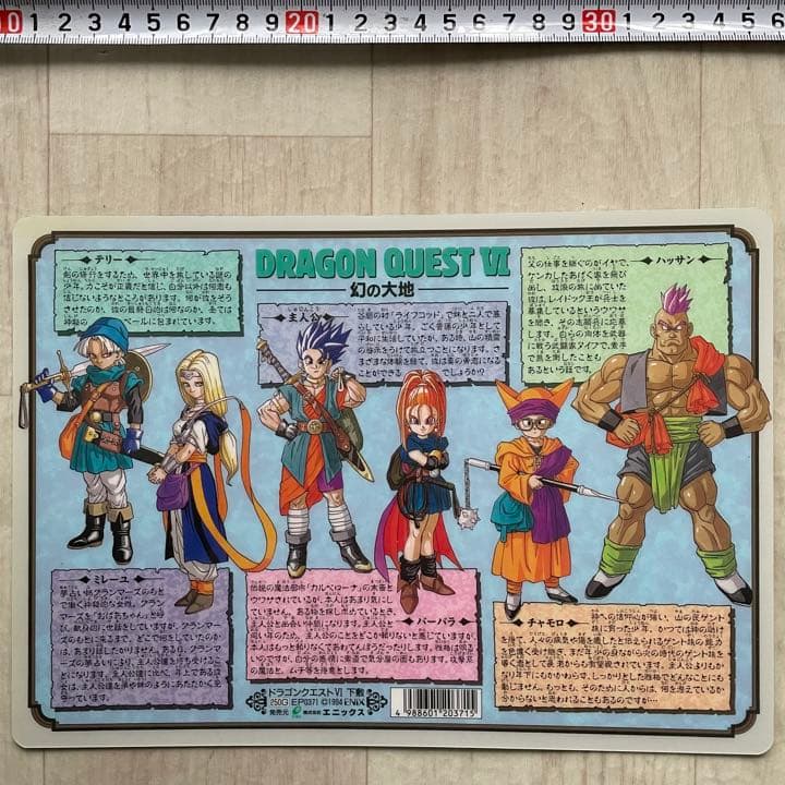 【希少品】ドラゴンクエスト6 下敷き ドラクエⅥ 幻の大地 テリー 当時物
