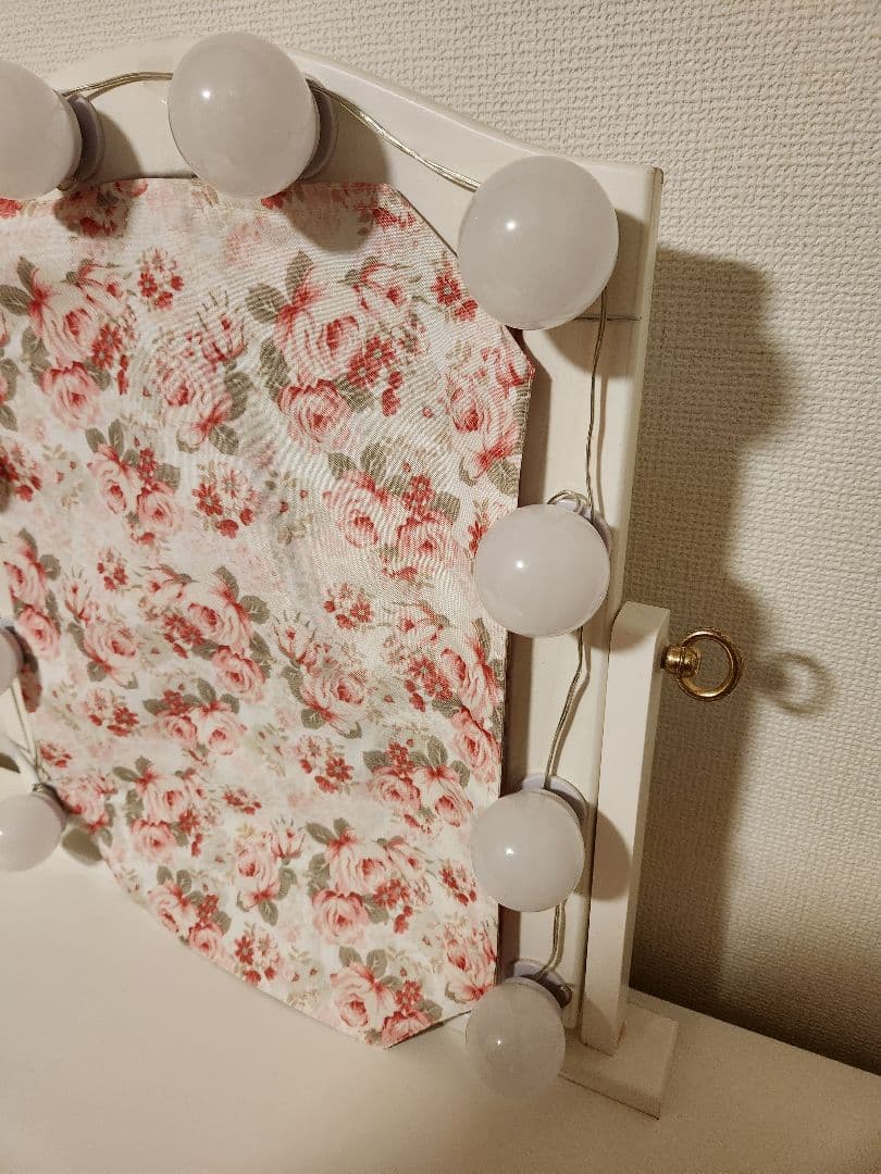 【美品】ネコ脚 ドレッサー 天然木セット 可愛い ホワイト家具 化粧台 スツール