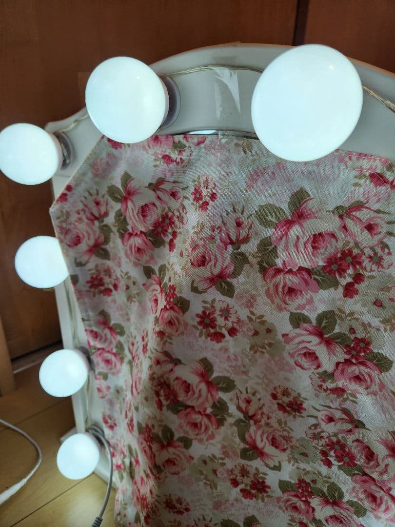 【美品】ネコ脚 ドレッサー 天然木セット 可愛い ホワイト家具 化粧台 スツール