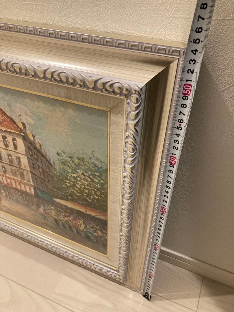 フランス　パリ　街並みの油彩画 大きなサイズ