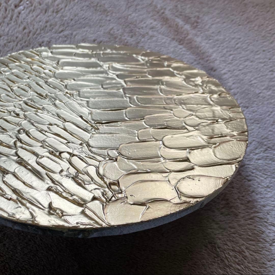 TAKU様用｜2枚｜ゴールド×シルバーテクスチャーアート｜ゴールド円形｜抽象画