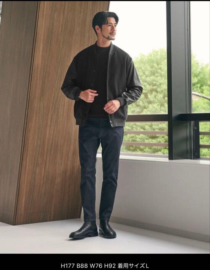 スタジャン 「WEB限定 WARDROBE SMART」ブラックメルトン レザー