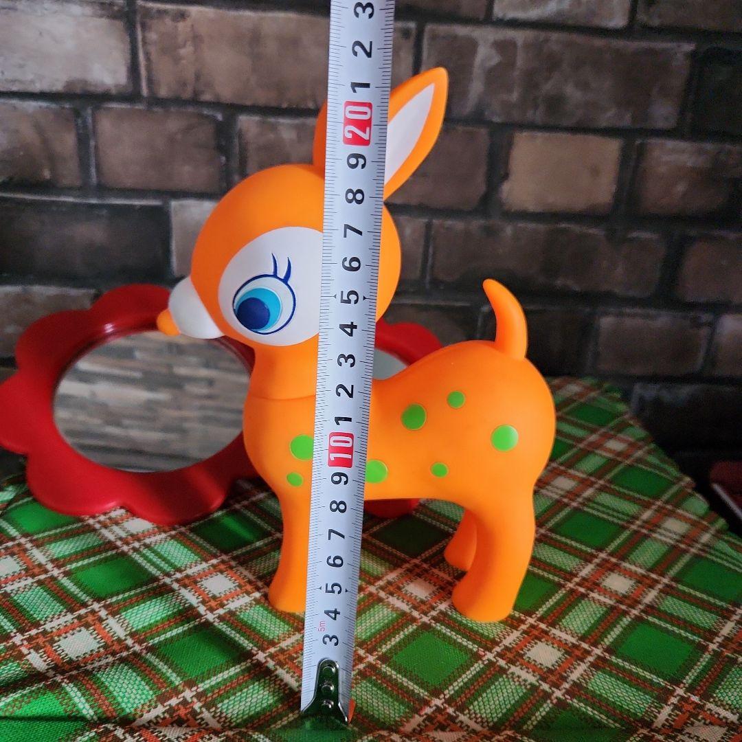 ☘️昭和レトロポップ☘️オレンジ色の子鹿貯金箱&フラワーミラー