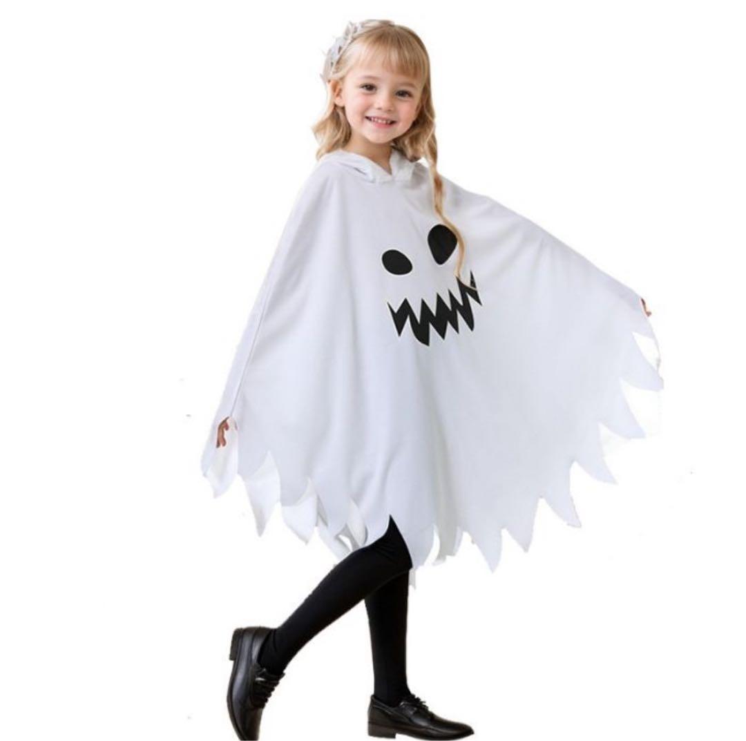 子ども フード付き おばけポンチョ Mサイズ ハロウィン 仮装 男の子 女の子
