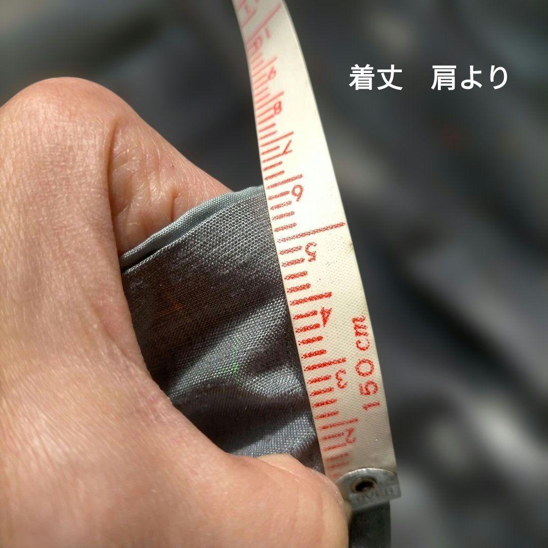 上品絞りグレー 紬着物 カラフル十字模様