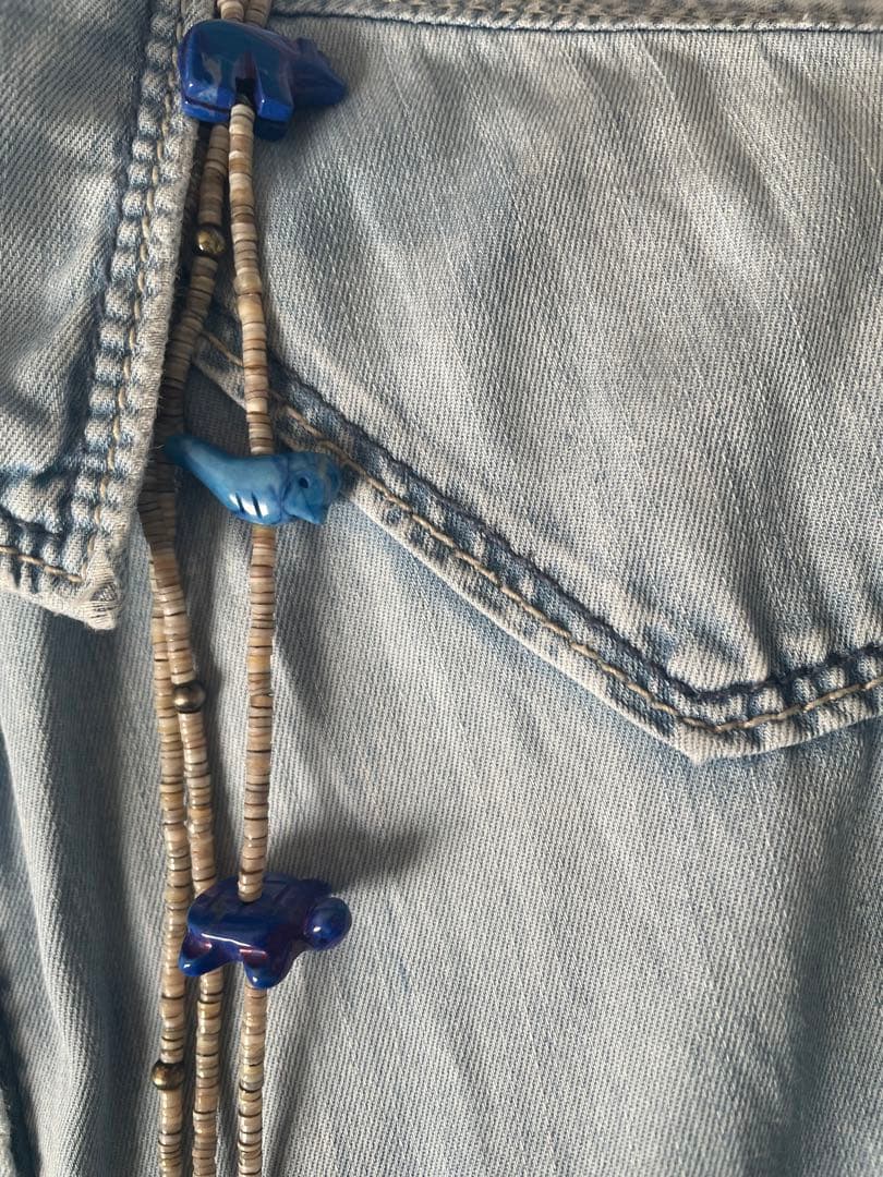 インディアンジュエリー　フェティッシュコンチョ3連ラピスラズリネックレス