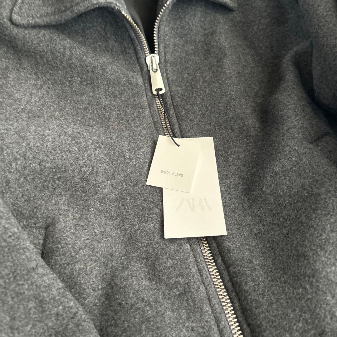 グレー ウール ジップアップジャケット M ZARA