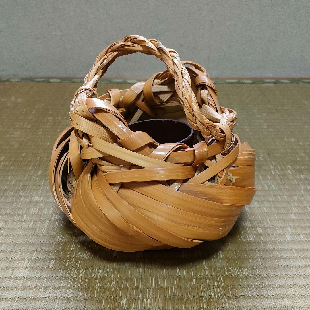 竹花籠　レトロ　竹細工　竹籠　花籠　茶道具　アンティーク　生花